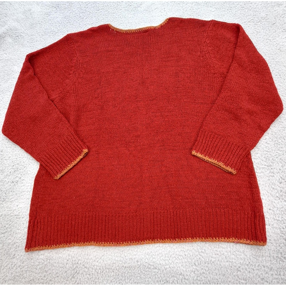 JH Collectibles Sweater Womens 1X Rust Red Cardigan V Neck Button Front Knit - Picture 2 of 8